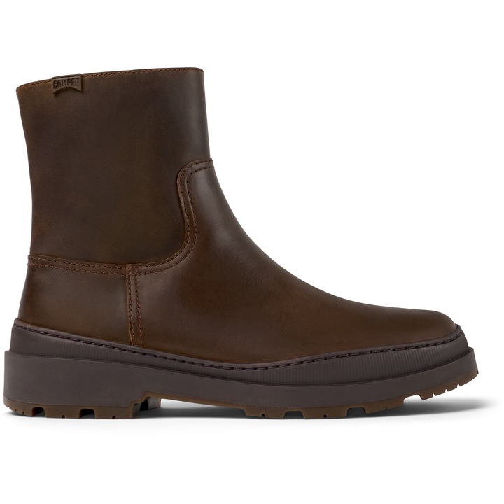 Camper, Ghete de piele nabuc cu fermoar Brutus Trek, Maro