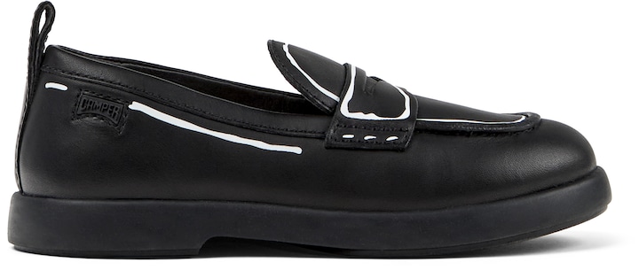 Camper, Pantofi de piele, Negru, Alb, 33 EU