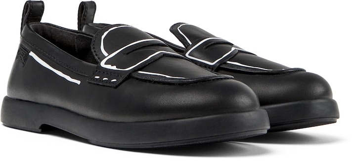 Camper, Pantofi de piele, Negru, Alb, 33 EU