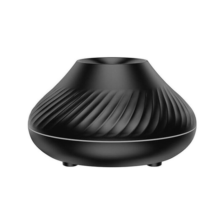 Umidificator de aer cu difuzor de aromaterapie efect de flacara NEXTLY tip vulcan, iluminare ambientala RGB 7 culori, schimbare automata/setare fixa culoare, 130ml, 135x135x80mm, negru