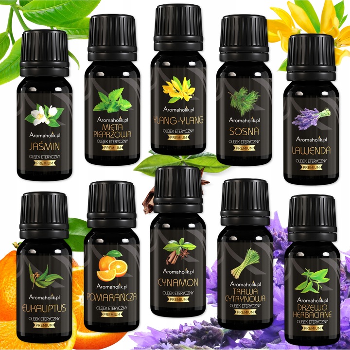Комплект за ароматерапия Aromaholik, 10 натурални етерични масла, многоцветен, 10x10 ml