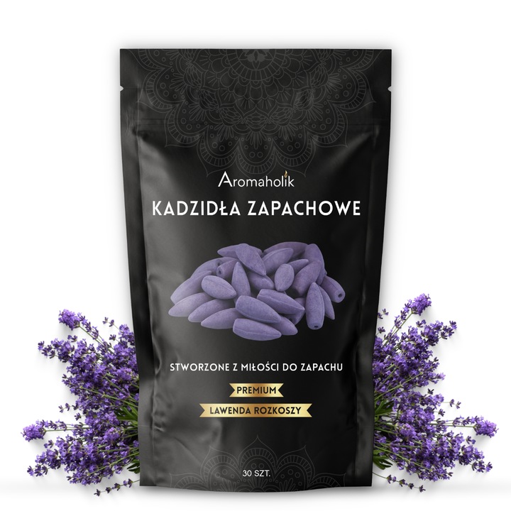 Set Conuri de tamaie XL, Conuri parfumate Backflow, Aromaholik, Efect Relaxant, Parfum natural de lavanda, 30 buc