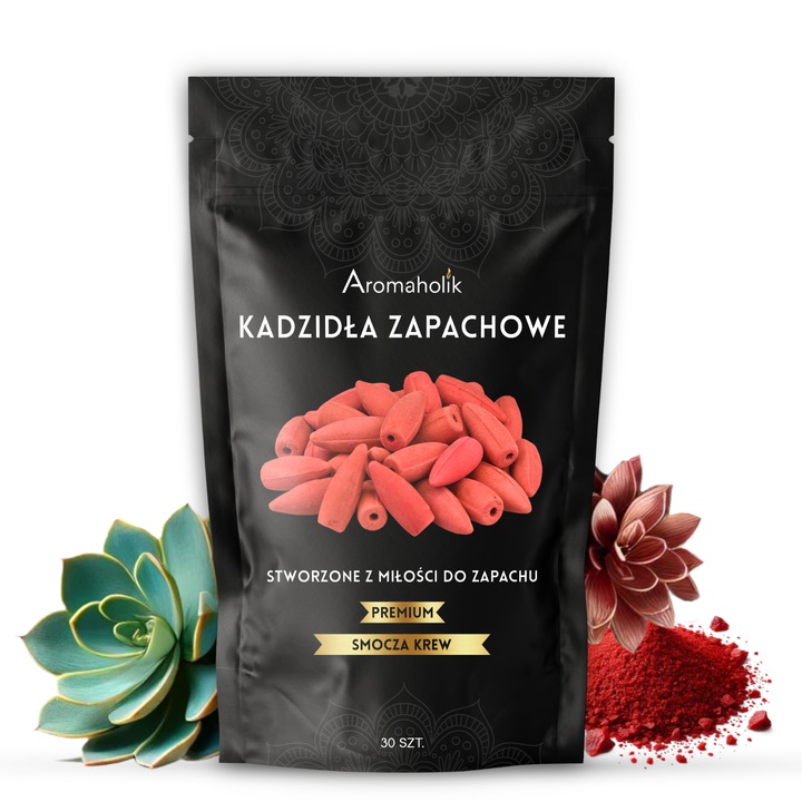 Set Conuri de tamaie XL, Conuri parfumate Backflow, Aromaholik, Efect Relaxant, Parfum natural de sange de dragon, 30 buc