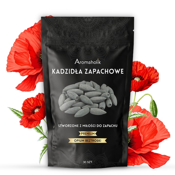 Set Conuri de tamaie XL, Conuri parfumate Backflow, Aromaholik, Efect Relaxant, Parfum natural de Opiu oriental, 30 buc