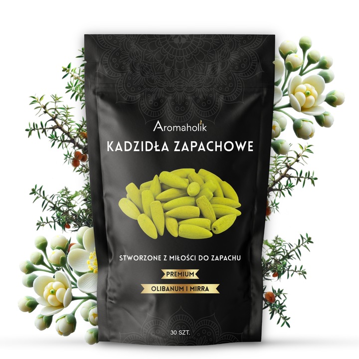 Set Conuri de tamaie XL, Conuri parfumate Backflow, Aromaholik, Efect Relaxant, Parfum natural de oliban si smirna, 30 buc