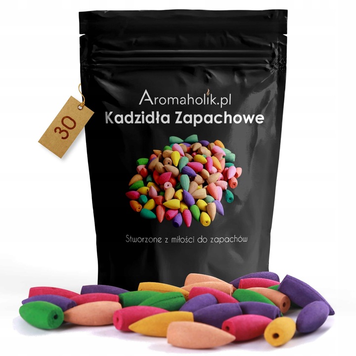 30 db-os Aromaholik füstölőkúp szett, 10 féle illat, relaxáló hatás, 3,6x1,3x1,3 cm, többszínű