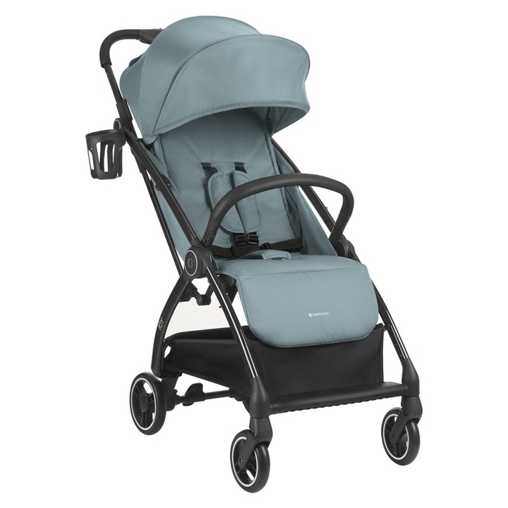 Спортна количка за деца KikkaBoo Joy Mint/Blue, Алуминиева рамка, Автоматична система за сгъване One Touch, Въртящи се колела с амортисьори, Регулируеми облегалка и поставка за крачета, Сенник, препоръчва се от раждането до 22 кг