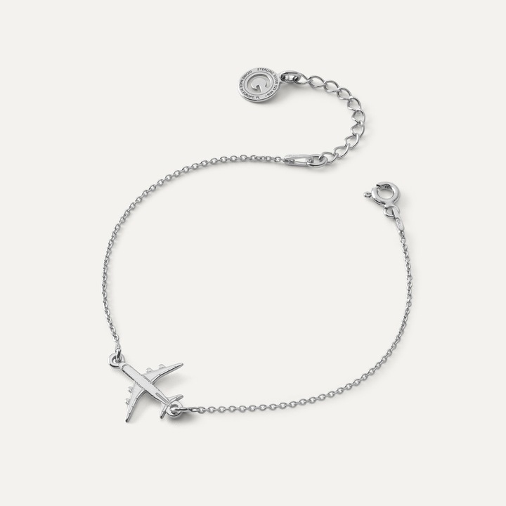 Гривна самолет, сребро 925, платинено покритие