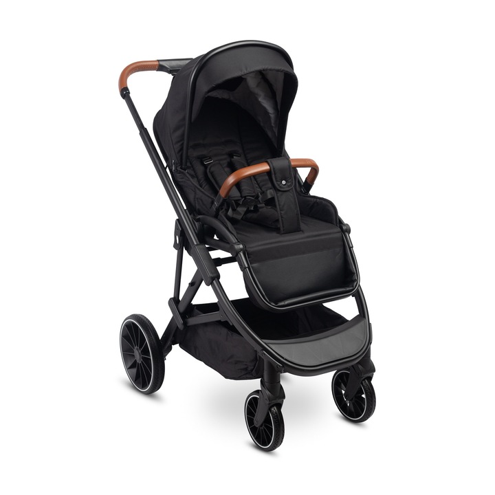 Carucior sport pliabil, CARETERO, Ratio, Husa de Ploaie, Husa Pentru Picioare, pentru copii pana la 4 ani, Centura de Siguranta In 5 Puncte, 11 Kg, Usoara, Negru