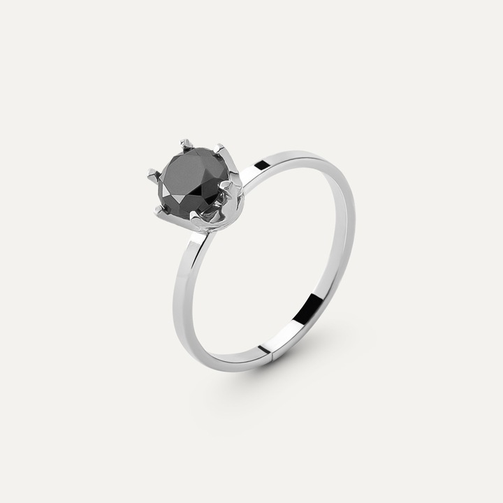 Inel GIORRE, argint 925, diamant negru 0.11ct, universal 10-15