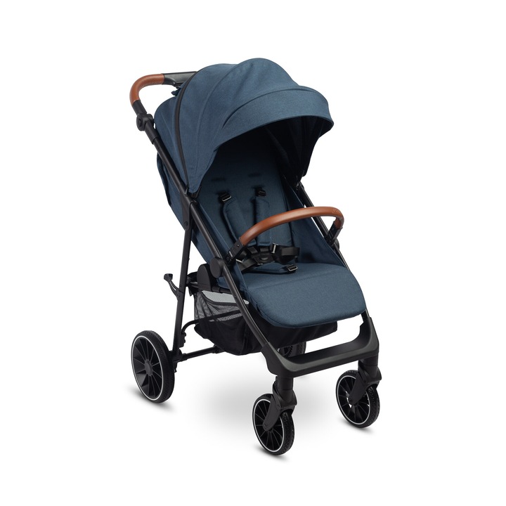 Carucior sport pliabil, CARETERO, Elma, Husa de Ploaie, Husa Pentru Picioare, pentru copii pana la 4 ani, Centura de Siguranta In 5 Puncte, 8, 5 Kg, Usoara, Jeans Albastru