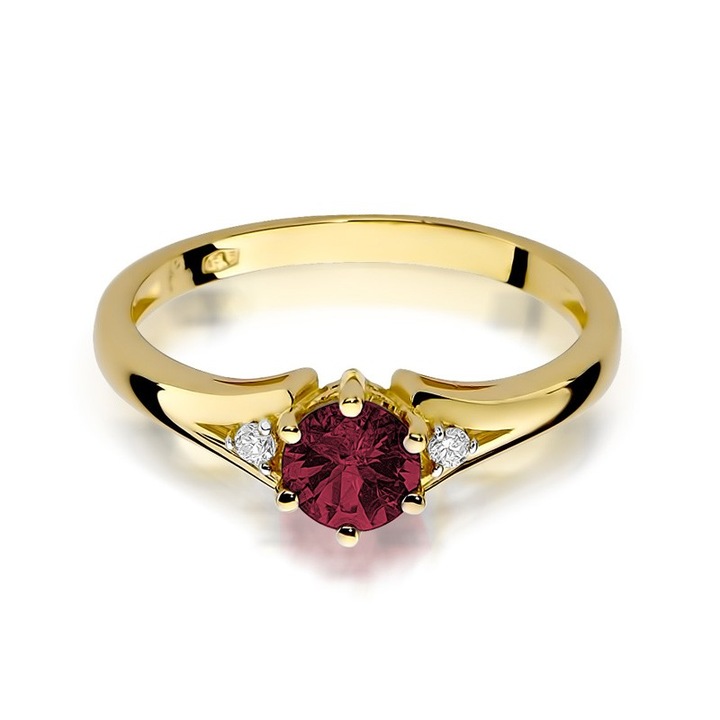 Inel de logodna, GIORRE, rubin 0.60 ct, diamante 0.03 ct, aur galben 585, Φ18.33MM, auriu, marimea 18