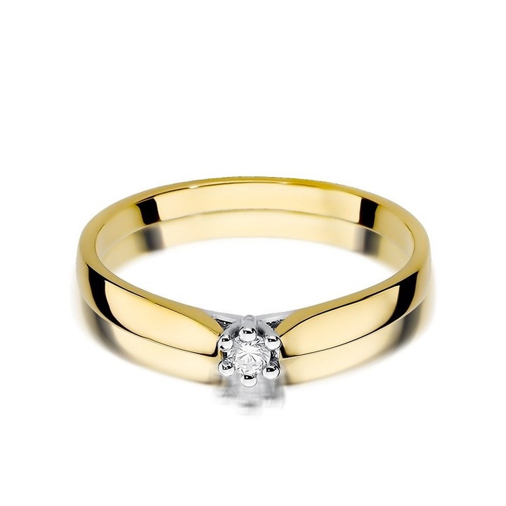Inel de logodna, GIORRE, aur galben 585, diamant 0,04ct H/Si2, 18.67mm, Marime 19