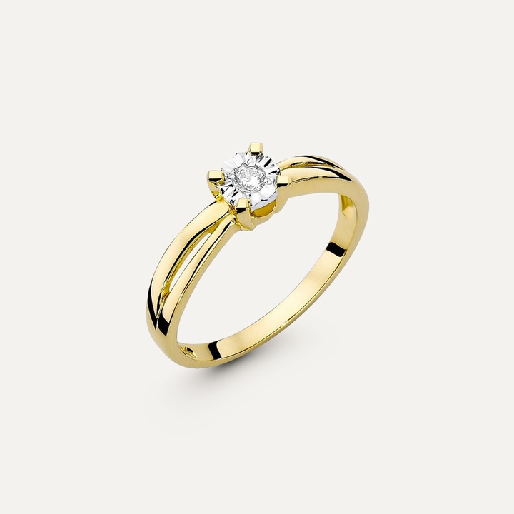 Годежен пръстен GIORRE, жълто злато 585, диамант 0.08ct, 3.3x5mm, размер 17