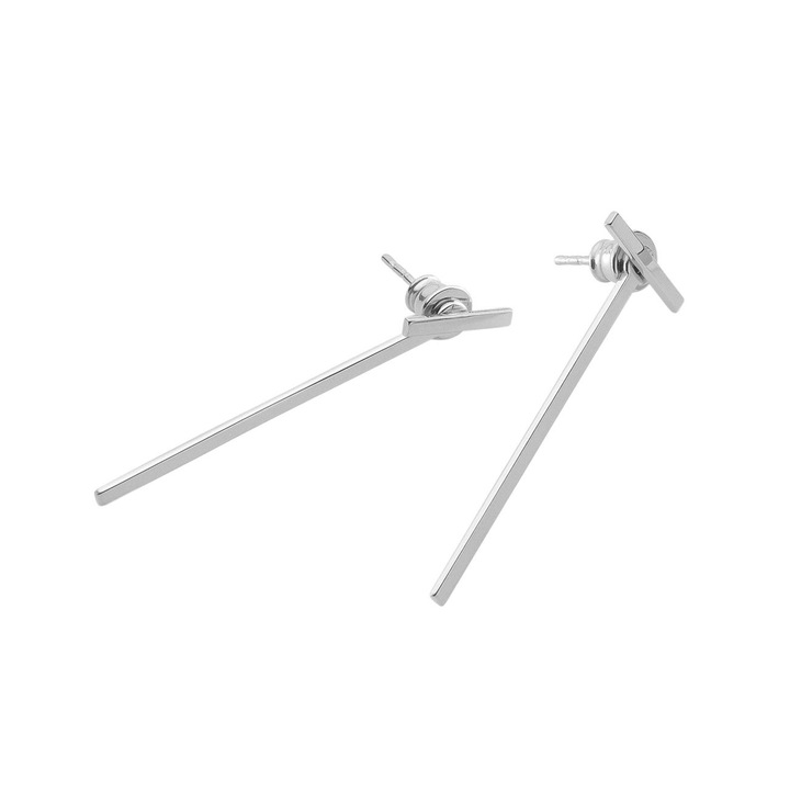 Cercei eleganti si moderni, de tip betisoare, realizati din argint 925 si placat cu platina, Giorre