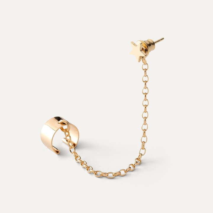 Cercel - stea, argint 925, placat cu aur