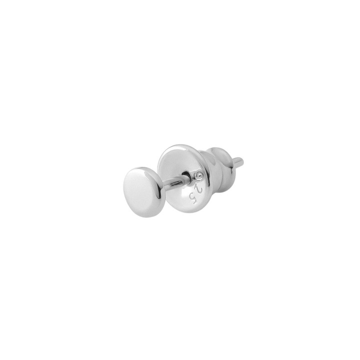 Cercel cu disc rotund de 4 mm, minimalist si modern, elegant, argint 925 placat cu platina, Giorre