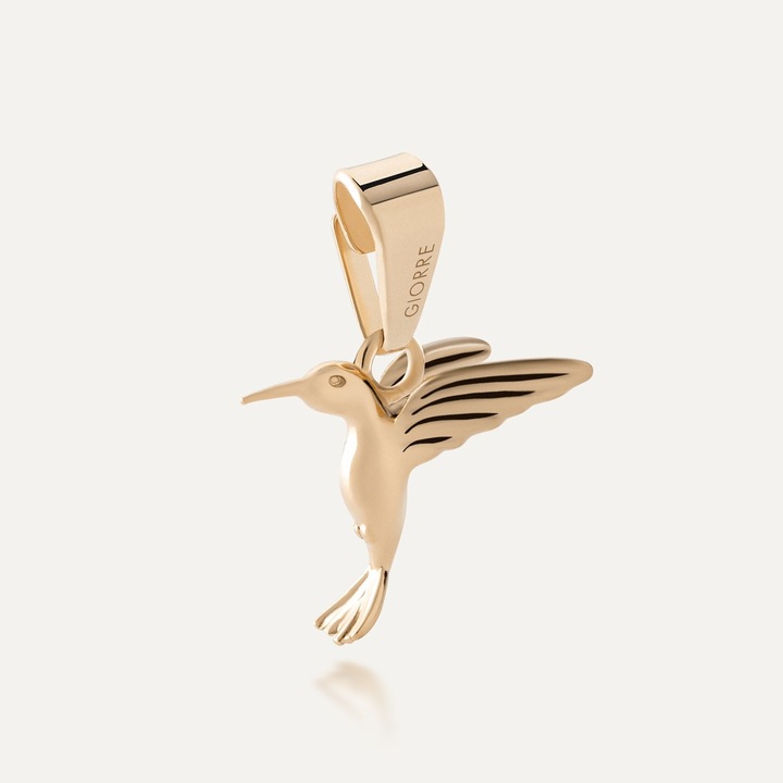 Breloc colibri din argint, pandantiv placat cu aur