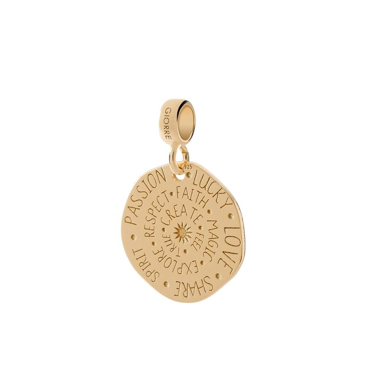 Talisman norocos in forma de moneda – Charm Beads din argint 925 placat cu aur, Giorre