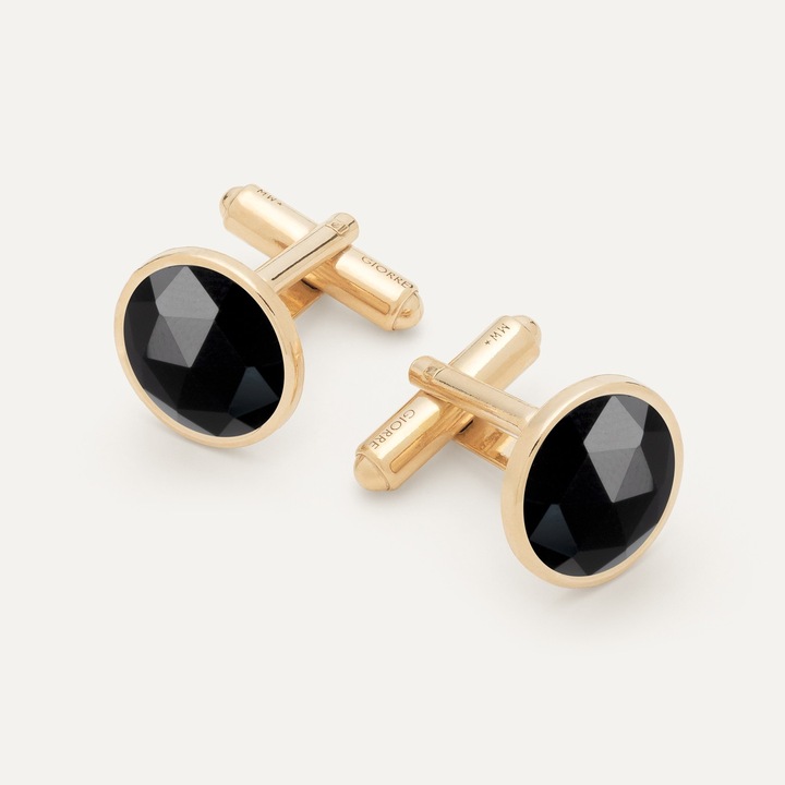 Butoni camasa GIORRE, Rose Cut, onix negru, 2x1,5cm