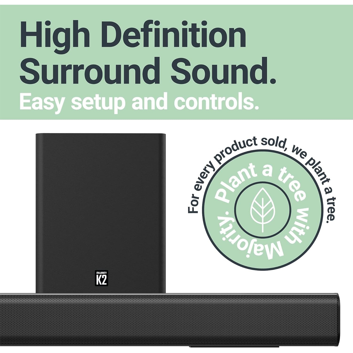 Soundbar Majority, K2, 2.1, Bluetooth, PC, Wireless, AUX, 150 W, negru