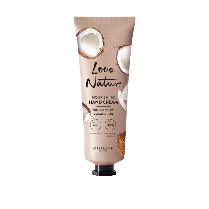 Crema de maini Oriflame Love Nature cu ulei de cocos organic, hidratare 48h, 75ml