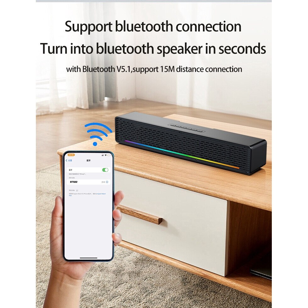 Soundbar AFK 602, 2 canale, bluetooth 5.1, 20 W, Negru