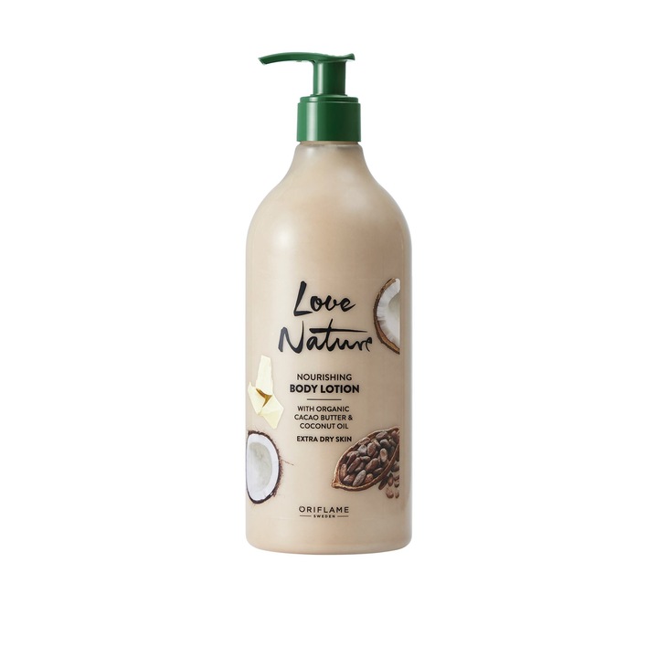 Lotiune de corp cremoasa Oriflame cu unt de cacao natural organic si ulei de cocos 750 ml