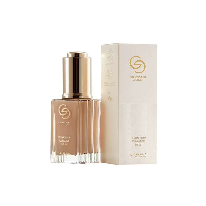 Fond de ten Oriflame Giordani Gold Eternal Glow, hidratare profunda, SPF 25, Beige Warm, 30ml