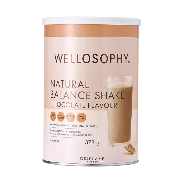 Pudră proteica Oriflame Wellosophy Natural Balance - aroma de ciocolata 378 g