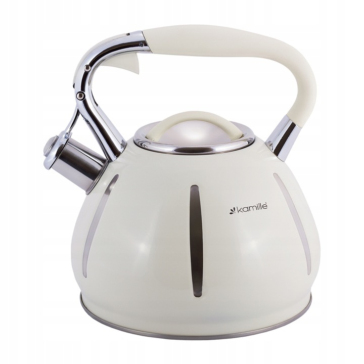 Ceainic Kamille, otel inoxidabil, fluier automat, 3L, inductie/gaz, 23x19.5cm