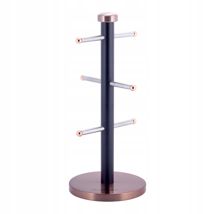 Suport pentru cani, Kamille, Otel, Pentru 6 cani, 15 x 34.5 cm, Negru / Roz Auriu