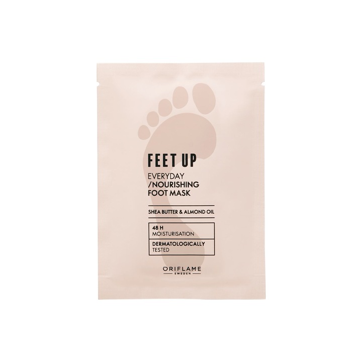 Tápláló lábmaszk Oriflame Feet Up Everyday, shea vaj/mandula olaj, 20 ml