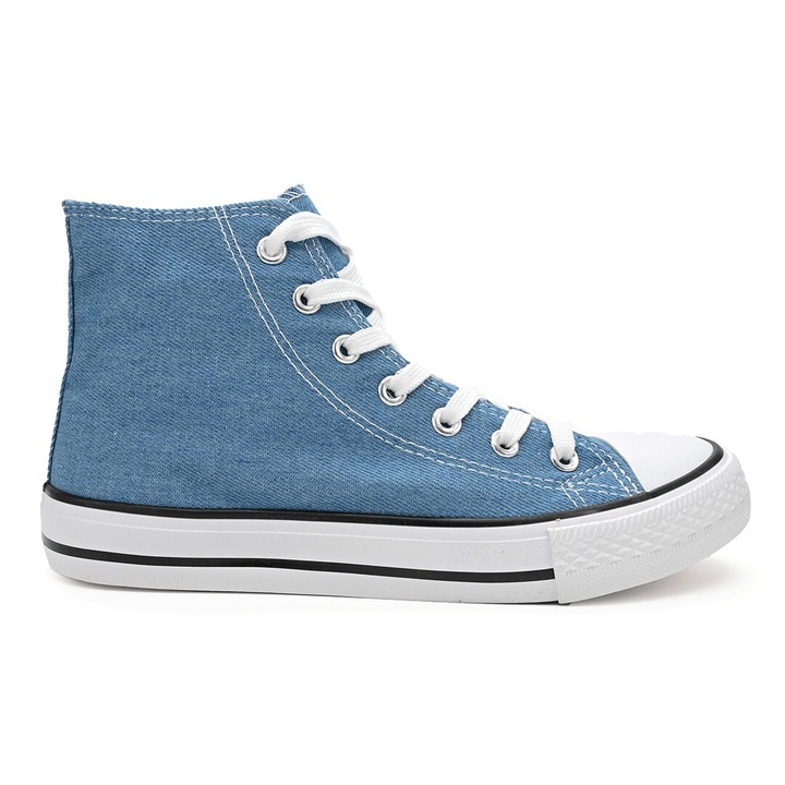 Дамски обувки, Високи, Ниска подметка, TD1271, Светлосин