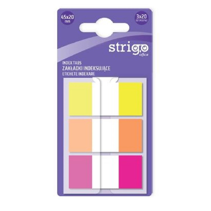Etichete Indexare Strigo 3x20 file, culori Neon, 45x20mm