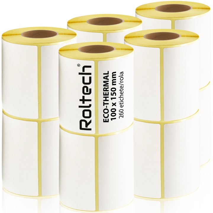 10 db ROLTECH® termikus címketekercs készlet, 100 x 150 mm, 260 címke/tekercs, AWB-hez
