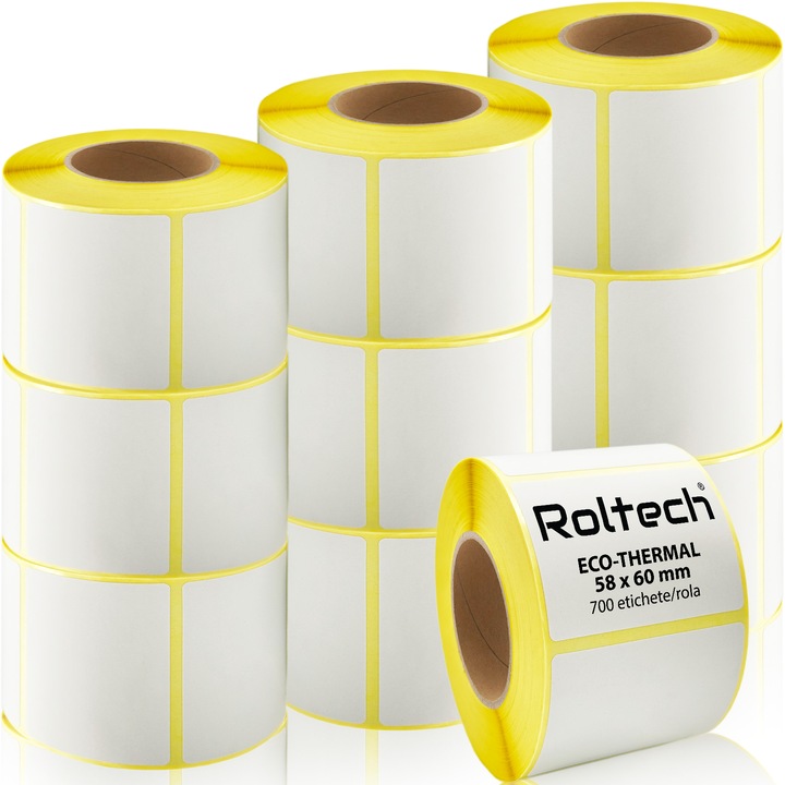 10 db ROLTECH® termikus címketekercs készlet, 58 x 60 mm, 700 címke/tekercs