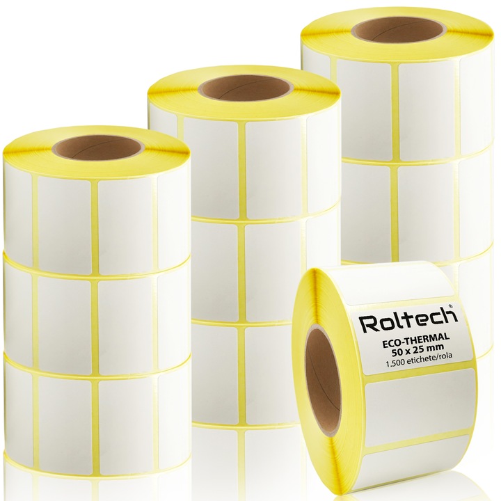 10 db ROLTECH termikus címketekercs készlet, 50 x 25 mm, 1500 címke/tekercs