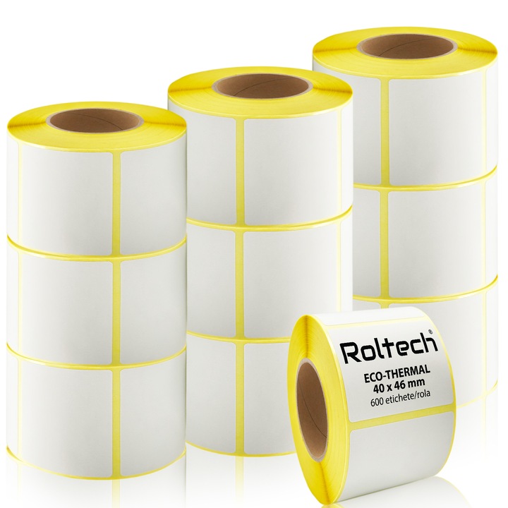 10 db ROLTECH® termikus címketekercs készlet, 40 x 46 mm, 600 címke/tekercs