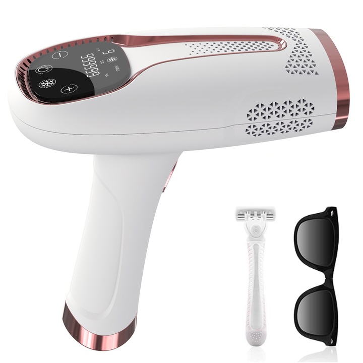 Chigoods® IPL епилатор, трайно обезкосмяване без болка, 999 999 импулса, IPL технология, 9 нива на интензитет, за мъже и жени, SmartSkin Skin Sensor, лице, тяло, подмишници и слабини