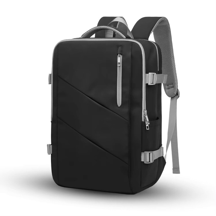 Rucsac dama 15.6", multifunctional, impermeabil, cu port USB, Getics, 29.5x15.5x42.5 cm, Negru