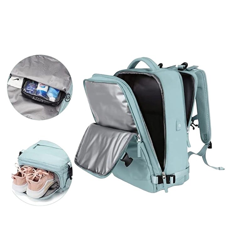 Rucsac multifunctional Cracos® 45x35x20 cm albastru deschis, compartiment captusit laptop - impermeabil