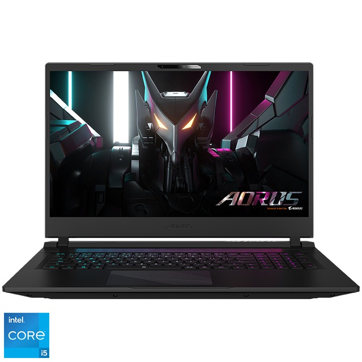 Gaming Laptop Gigabyte Aorus 17 9SF-E3EE253SD Intel® Core™ i5-12500H processzorral akár 4,5 GHz, 17,3", 300 Hz, 16 GB DDR5, 512 GB SSD, NVIDIA GeForce RTX 4070, 8 GB GDROSD, 8 GB-os fekete