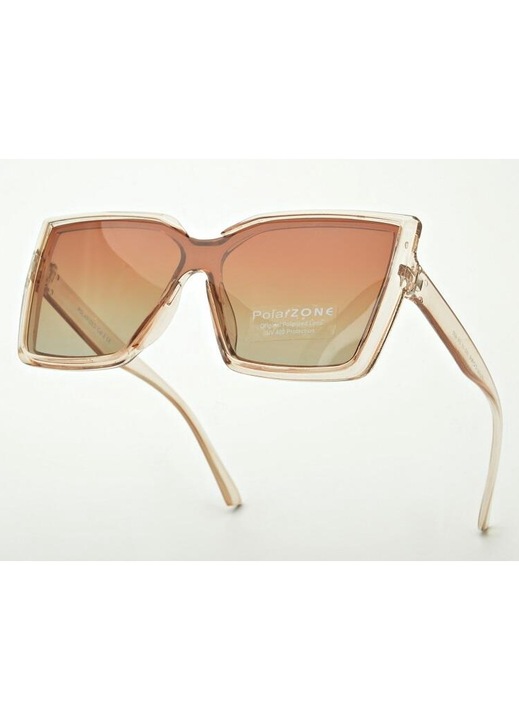 Ochelari de soare dama PolarZone, Cat Eye, polarizati, bej transparent, 60x15x142mm