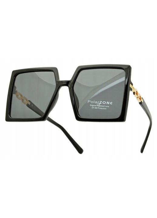 Ochelari de soare dama PolarZone, polarizati, forma patrata, UV 400, negru, universal