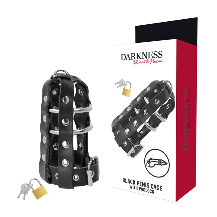 Set chastitie, Darkness, piele vegana, 12.5x4.5x5.5cm