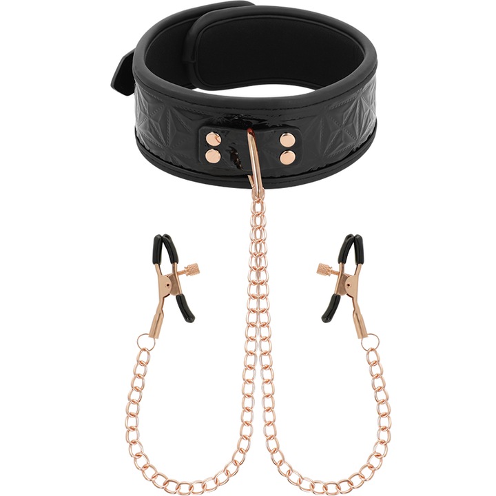 Guler cu cleme pentru sani, BEGME BLACK EDITION, cu captuseala din neopren, negru
