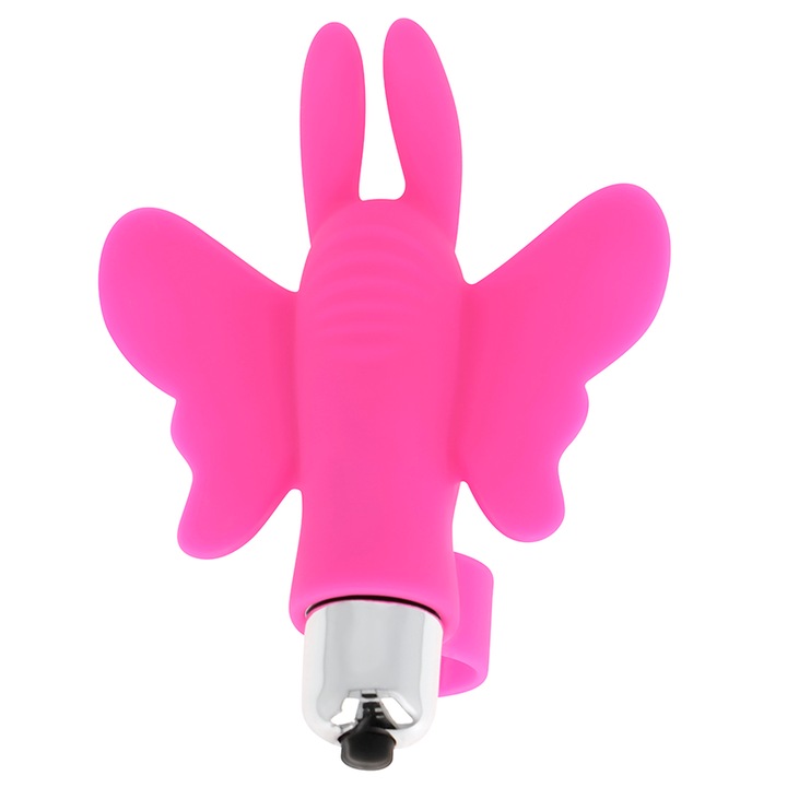 Vibrator deget Ohmama, design fluture, 10x7.3cm, silicon hipoalergenic, baterii incluse