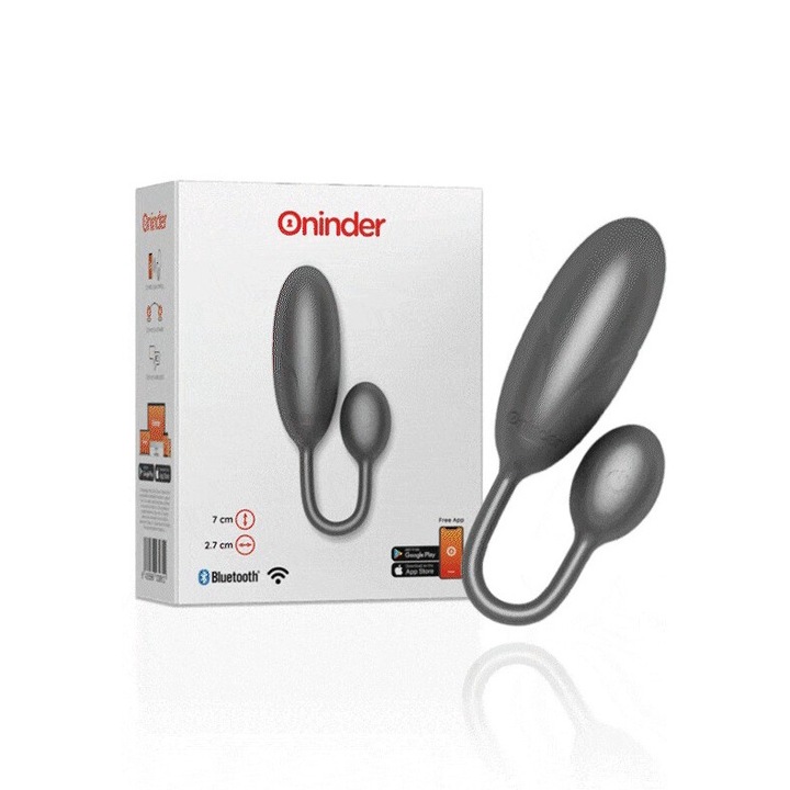 Vibrátor pároknak Oninder Denver, vízálló, alkalmazásvezérlésű, fekete, 7x2,7 cm