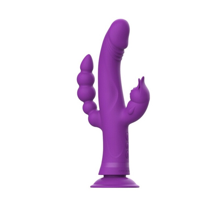 Intense Casanova vibrátor, hármas motor, szilikon, IPX8 vízálló, 30 vibrációs mód, lila, 11x3,7 cm